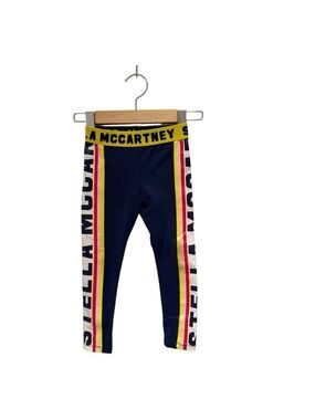 Stella McCartney Kids Navy Athletic Leggings with Yellow & Pink Stripes - size 4